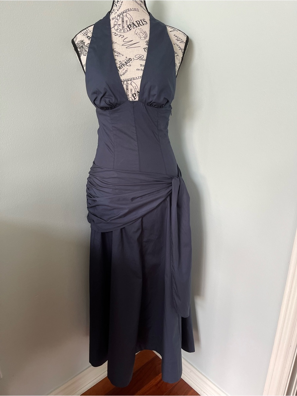 Anthro NIA Cadiz Cotton Halter Tie Midi Dress - Picture 5 of 11